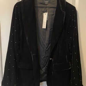 Belldini Black Velvet embellished Women's Blazer L